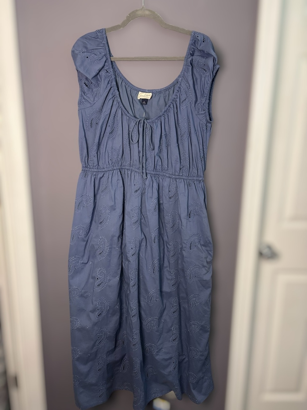 Universal Thread Blue Eyelet Paisley Maxi Dress XL